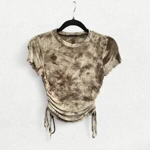 PaperMoon Tie Dye Ruched Green Crop Top